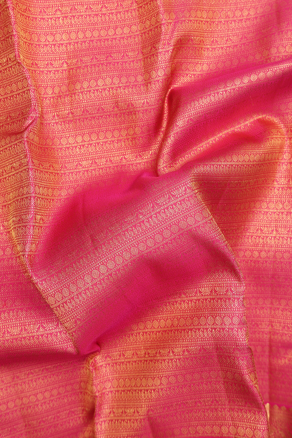 Kanchipuram Silk Saree In Rani Pink With Brocade Design