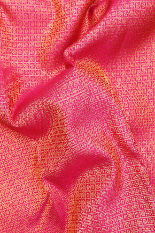 Kanchipuram Silk Saree In Rani Pink With Brocade Design