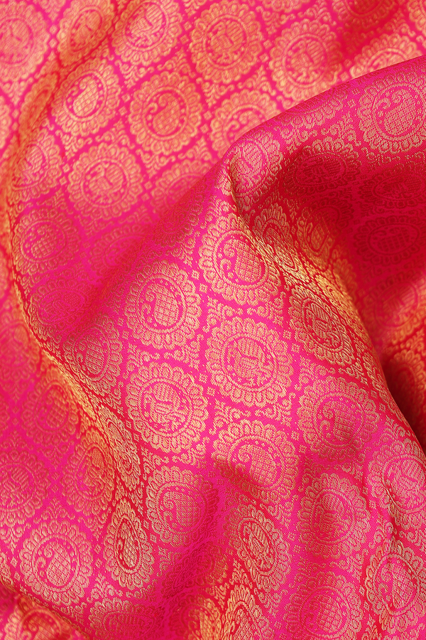 Kanchipuram Silk Saree In Rani Pink With Brocade Design