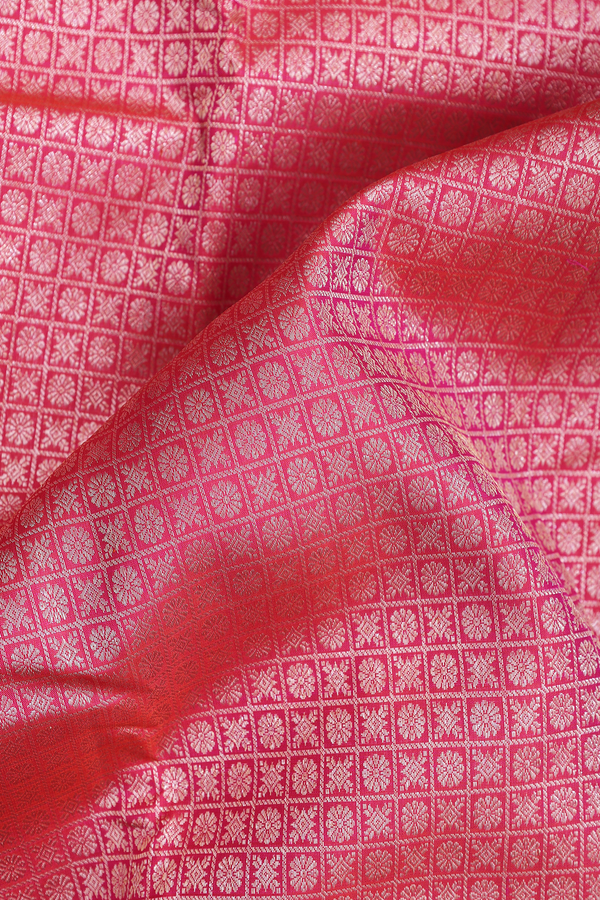Kanchipuram Silk Saree In Rani Pink With Brocade Design