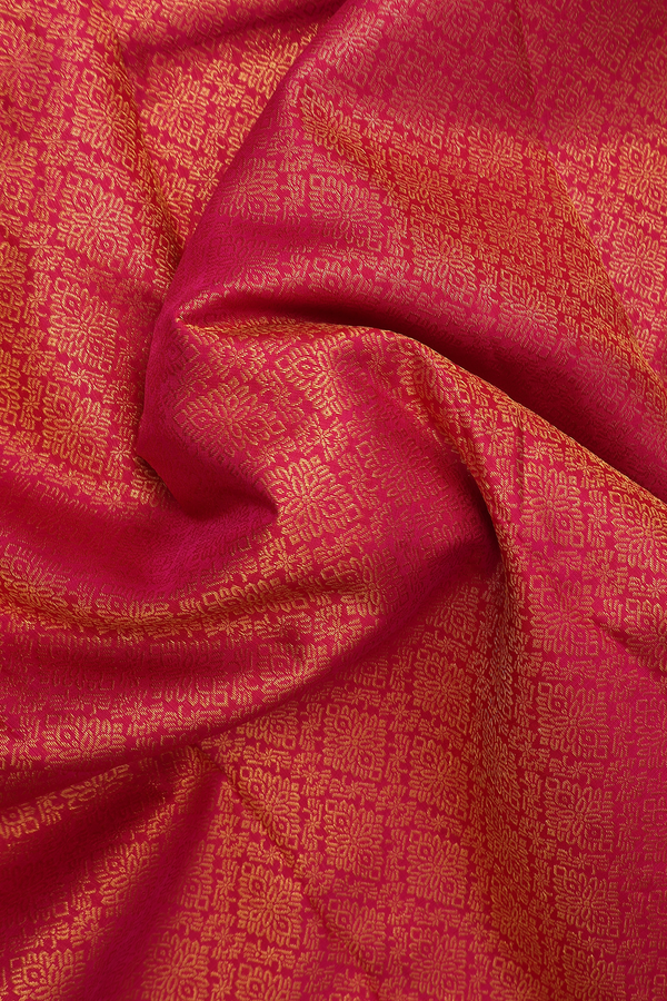 Kanchipuram Silk Saree In Rani Pink With Brocade Design