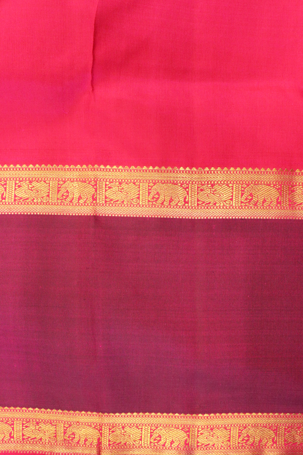 Kanchipuram Silk Saree In Rani Pink With Checks Along Buttas