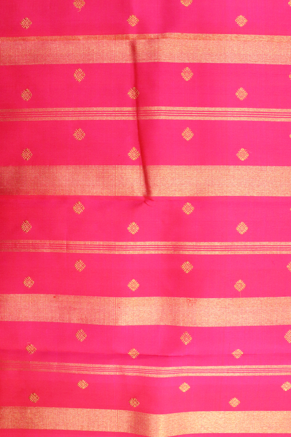Kanchipuram Silk Saree In Rani Pink With Checks Along Buttas
