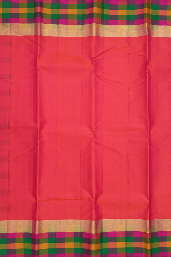 Kanchipuram Silk Saree In Rani Pink With Checks Border