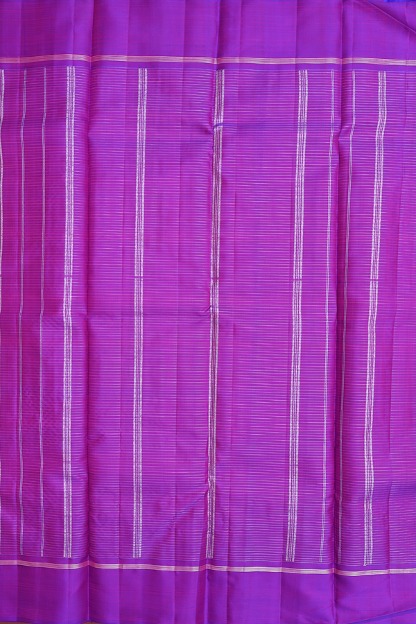 Kanchipuram Silk Saree In Magenta With Checks Design