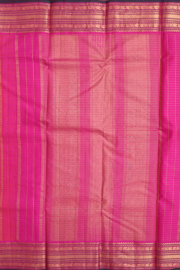Kanchipuram Silk Saree In Rani Pink With Checks Design