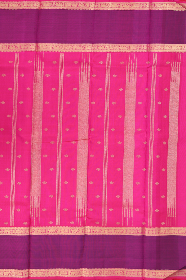 Kanchipuram Silk Saree In Rani Pink With Checks Design