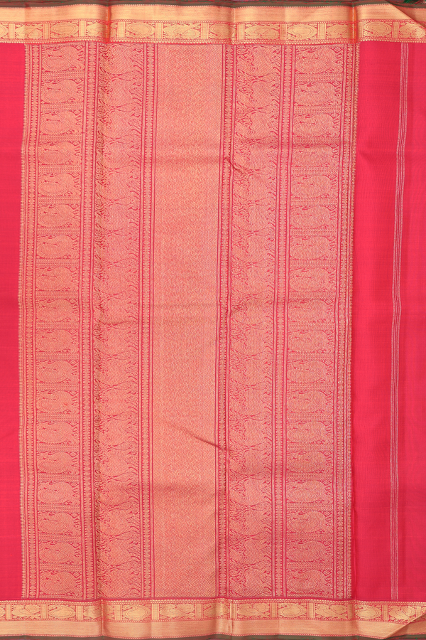 Kanchipuram Silk Saree In Rani Pink With Checks Design
