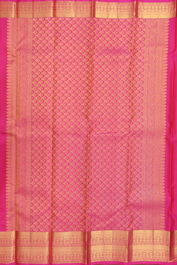 Kanchipuram Silk Saree In Rani Pink With Stripes Design