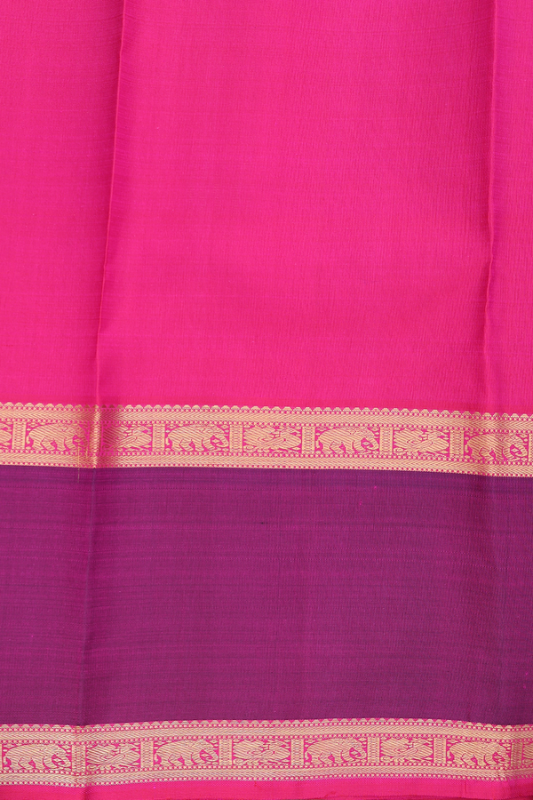 Kanchipuram Silk Saree In Rani Pink With Checks Design