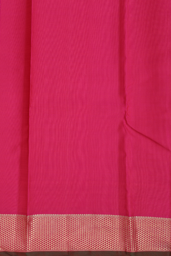 Kanchipuram Silk Saree In Rani Pink With Checks Design