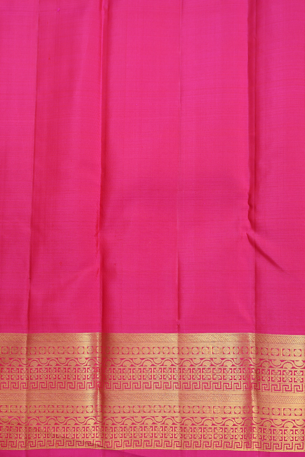 Kanchipuram Silk Saree In Rani Pink With Stripes Design