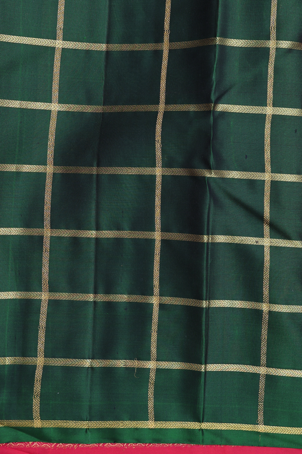 Kanchipuram Silk Saree In Rani Pink With Checks Design