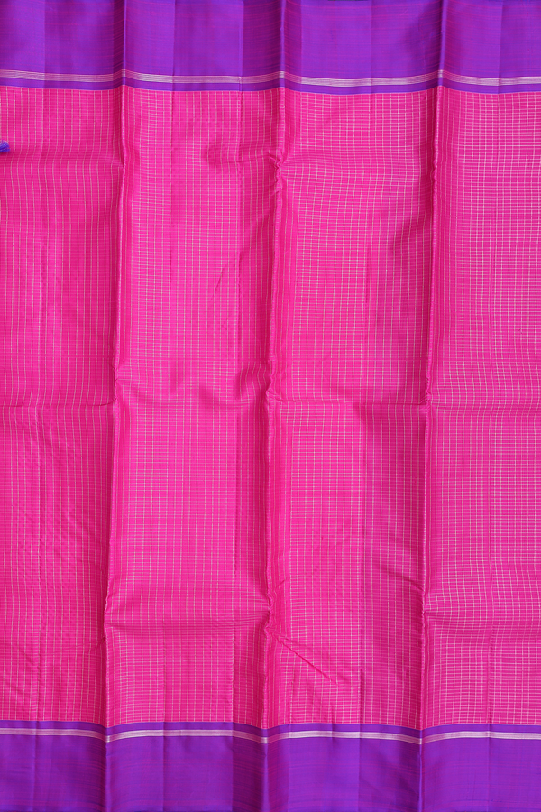 Kanchipuram Silk Saree In Magenta With Checks Design