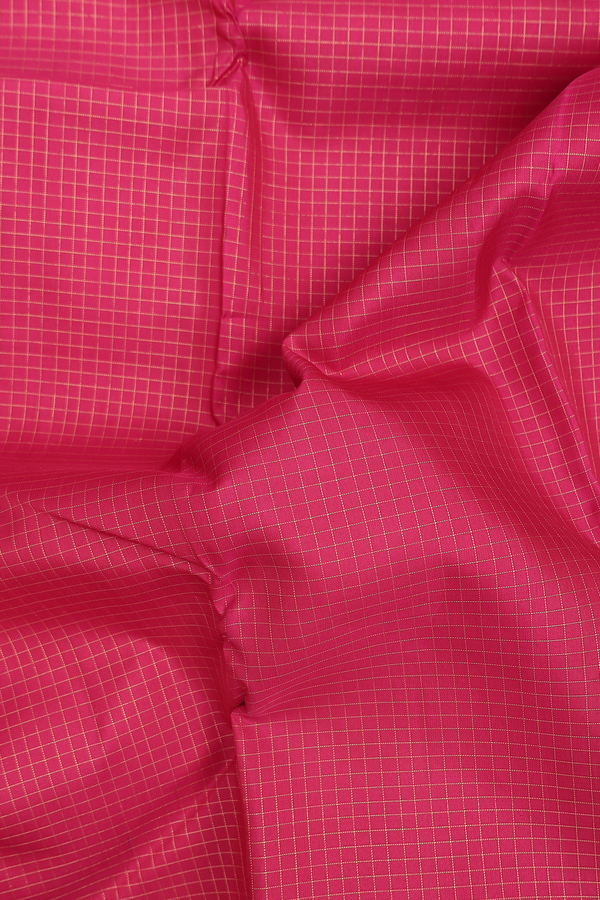 Kanchipuram Silk Saree In Rani Pink With Checks Design