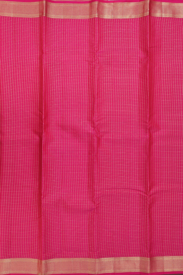Kanchipuram Silk Saree In Rani Pink With Checks Design