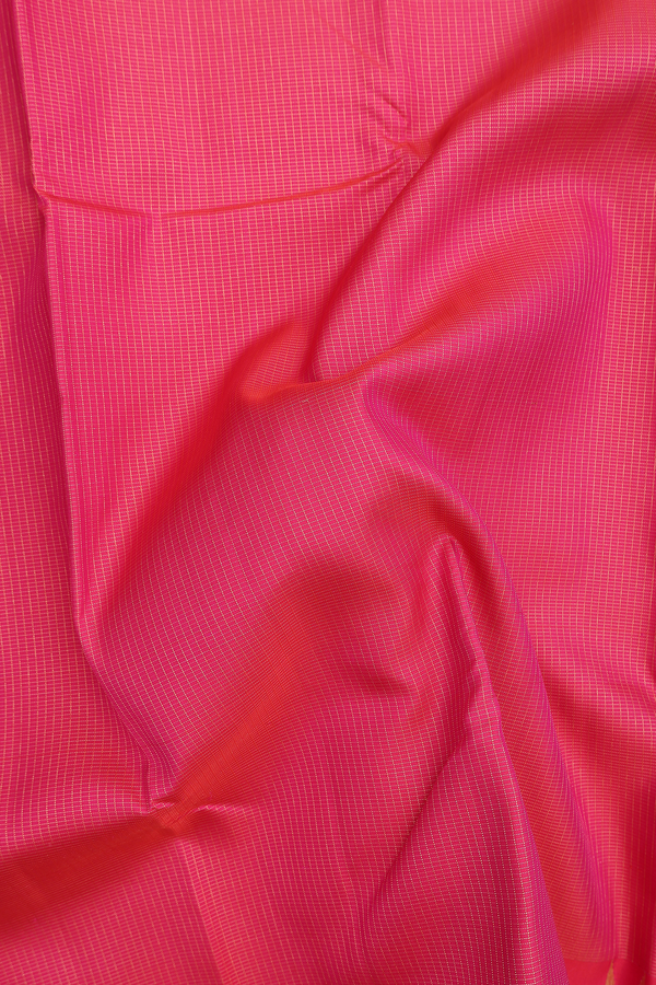 Kanchipuram Silk Saree In Rani Pink With Checks Design
