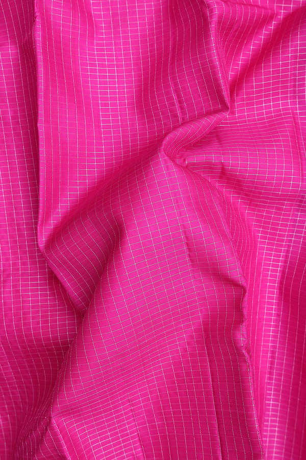 Kanchipuram Silk Saree In Magenta With Checks Design
