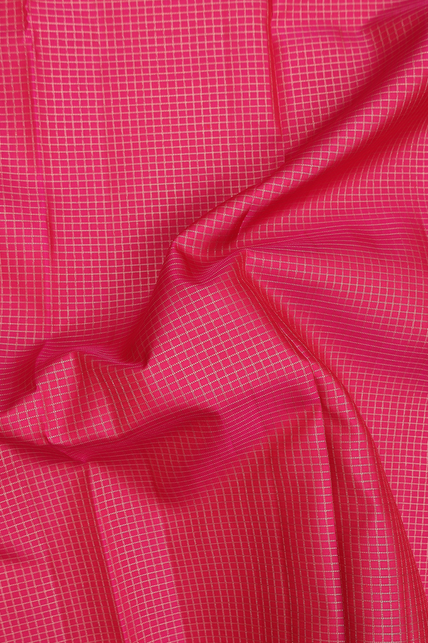 Kanchipuram Silk Saree In Rani Pink With Checks Design