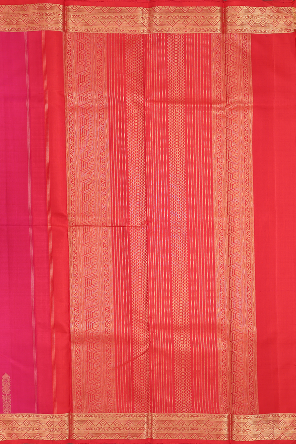 Kanchipuram Silk Saree In Rani Pink With Contrast Border