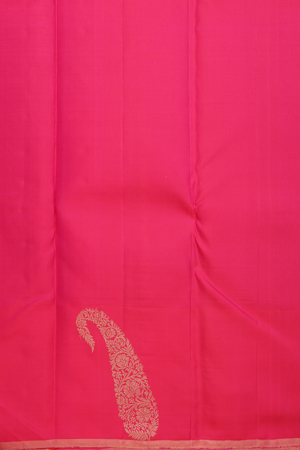 Kanchipuram Silk Saree In Rani Pink With Diamond Buttas