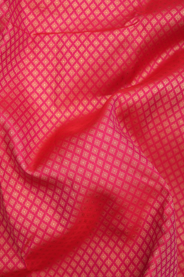 Kanchipuram Silk Saree In Rani Pink With Diamond Buttas