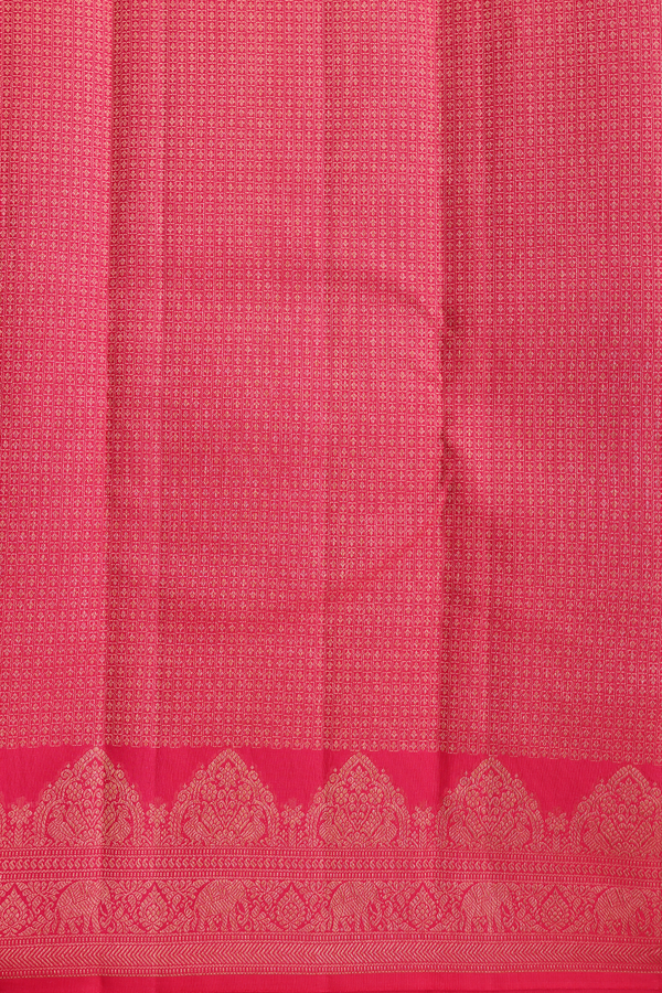Kanchipuram Silk Saree In Rani Pink With Floral Buttas