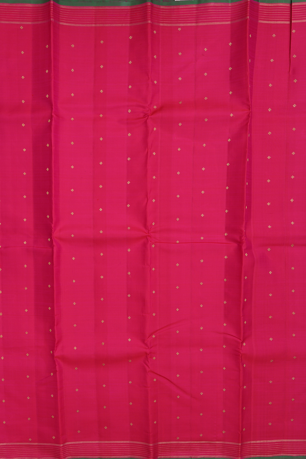 Kanchipuram Silk Saree In Rani Pink With Floral Buttis