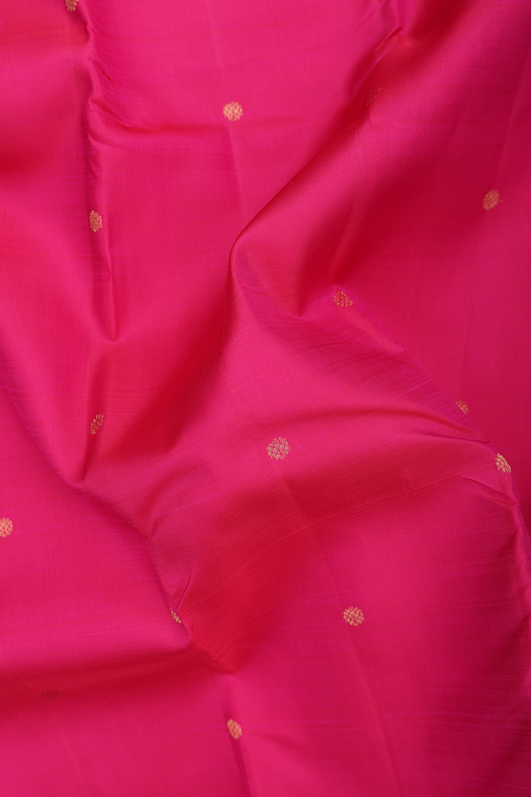 Kanchipuram Silk Saree In Rani Pink With Floral Buttas