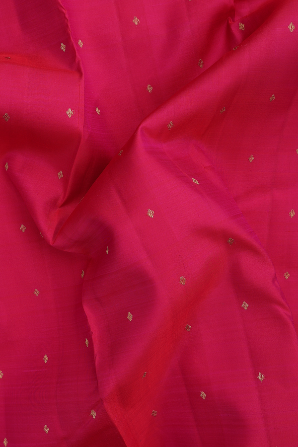 Kanchipuram Silk Saree In Rani Pink With Floral Buttis