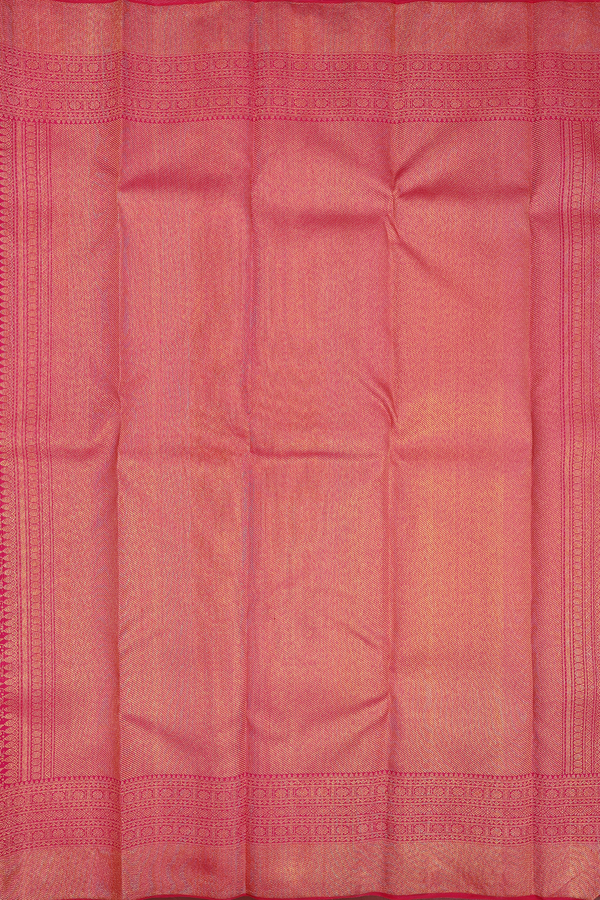 Kanchipuram Silk Saree In Rani Pink With Floral Design