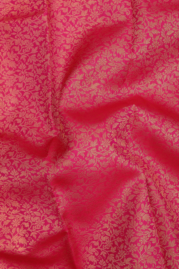 Kanchipuram Silk Saree In Rani Pink With Floral Design
