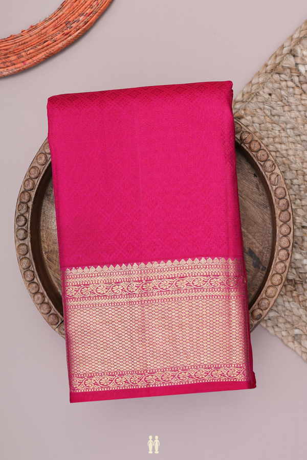 Kanchipuram Silk Saree In Rose Red With Jacquard Pattern