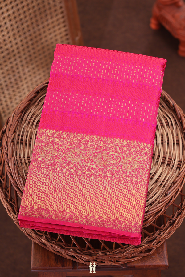 Kanchipuram Silk Saree In Rani Pink With Jacquard Pattern