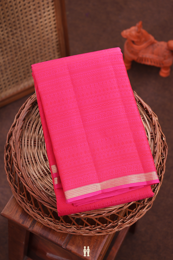 Kanchipuram Silk Saree In Rani Pink With Jacquard Pattern