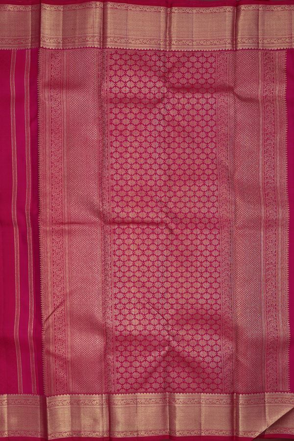 Kanchipuram Silk Saree In Rose Red With Jacquard Pattern