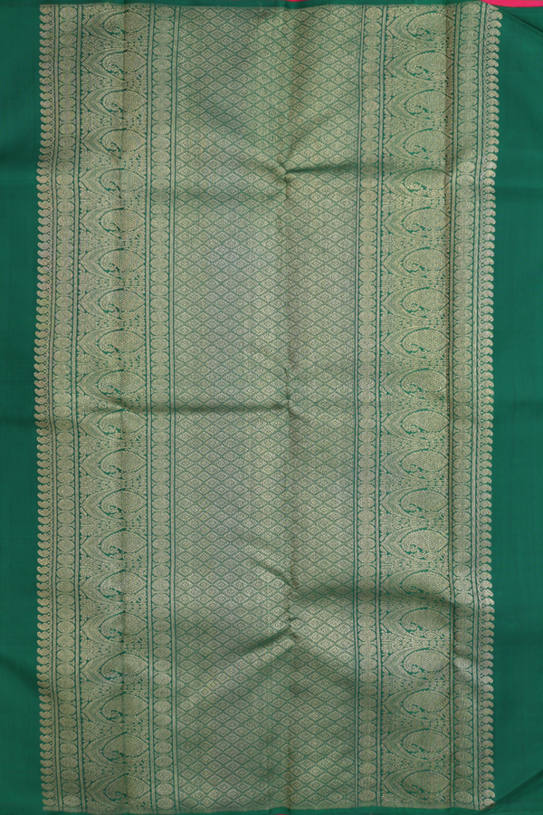 Kanchipuram Silk Saree In Rani Pink With Jacquard Pattern