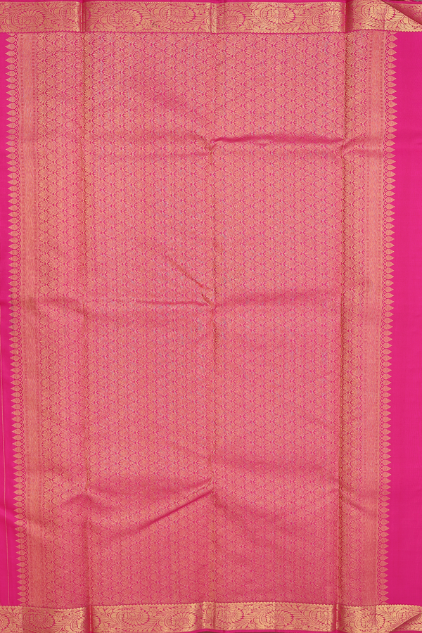 Kanchipuram Silk Saree In Rani Pink With Jacquard Pattern