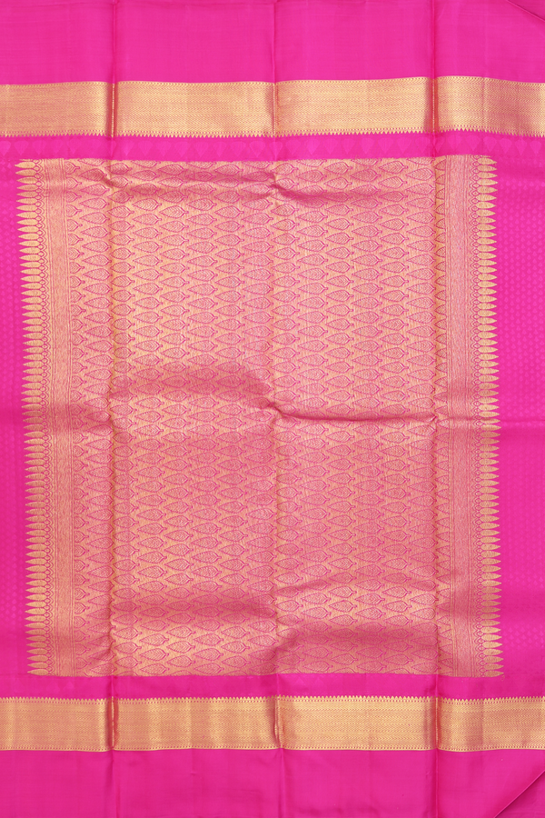 Kanchipuram Silk Saree In Rani Pink With Jacquard Pattern