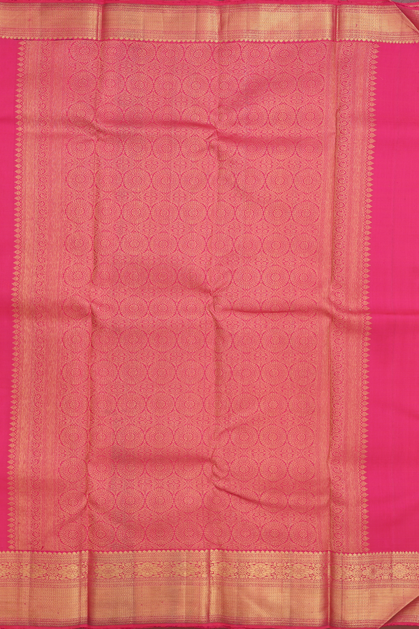 Kanchipuram Silk Saree In Rani Pink With Jacquard Pattern