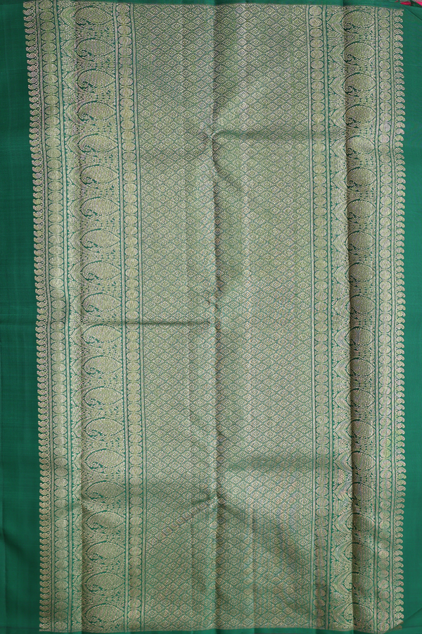 Kanchipuram Silk Saree In Rani Pink With Jacquard Pattern