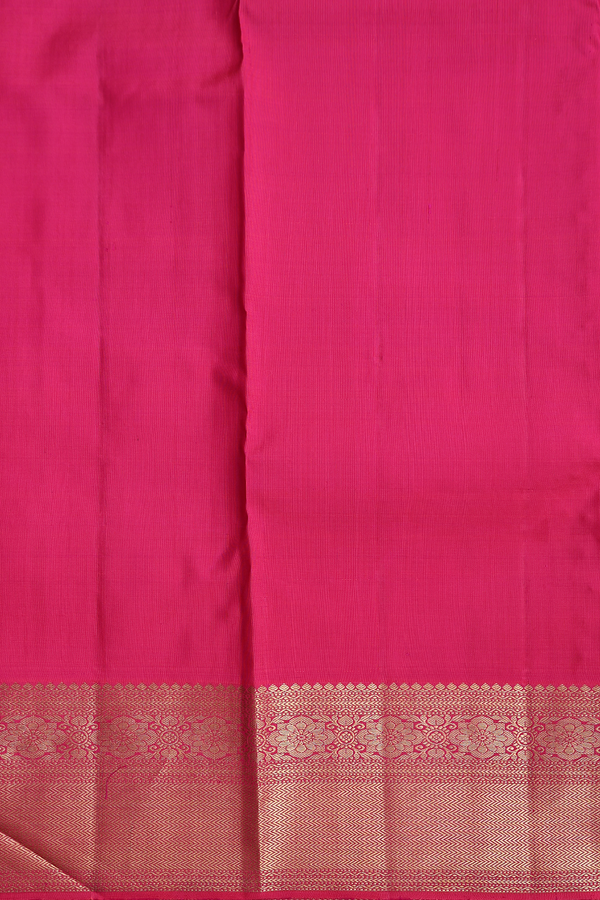 Kanchipuram Silk Saree In Rani Pink With Jacquard Pattern