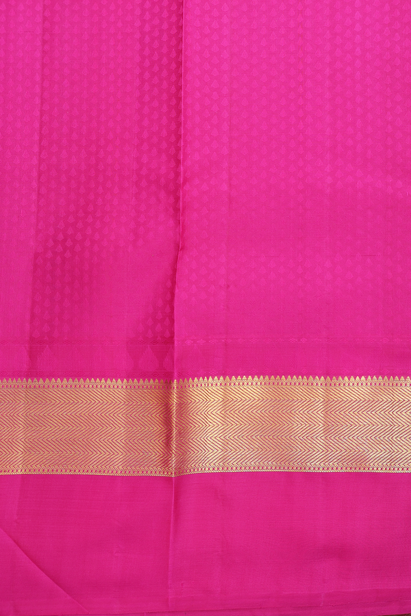 Kanchipuram Silk Saree In Rani Pink With Jacquard Pattern