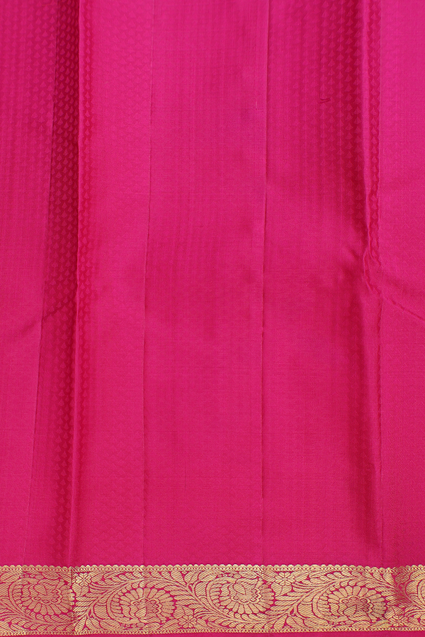 Kanchipuram Silk Saree In Rani Pink With Jacquard Pattern