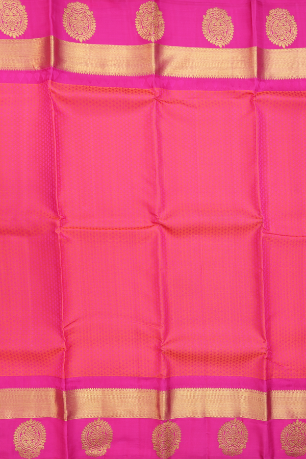 Kanchipuram Silk Saree In Rani Pink With Jacquard Pattern
