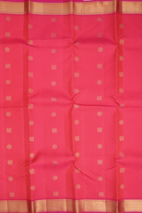 Kanchipuram Silk Saree In Rani Pink With Jacquard Pattern