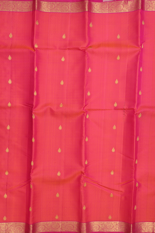 Kanchipuram Silk Saree In Rani Pink With Jacquard Pattern