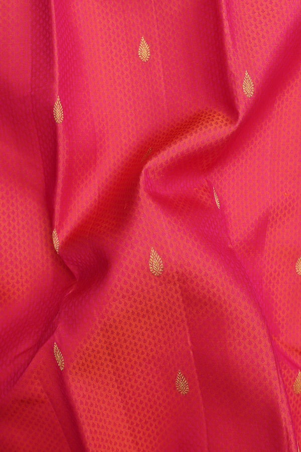 Kanchipuram Silk Saree In Rani Pink With Jacquard Pattern