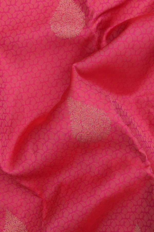 Kanchipuram Silk Saree In Rani Pink With Jacquard Pattern