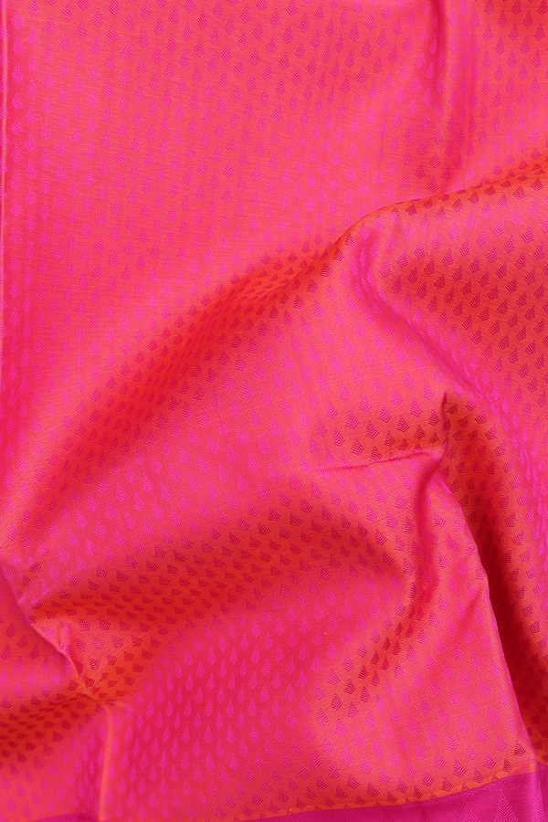 Kanchipuram Silk Saree In Rani Pink With Jacquard Pattern